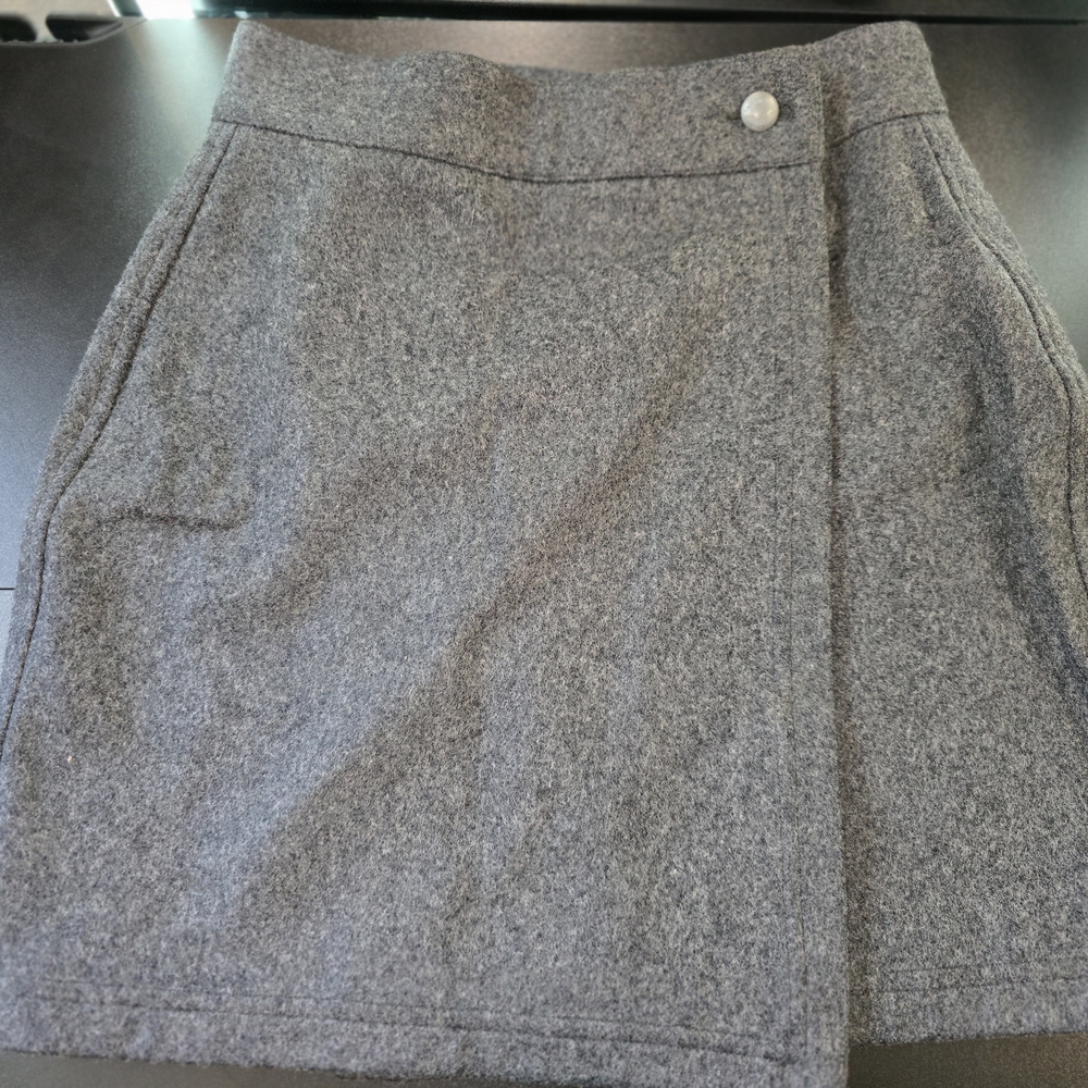 Gray Wool Wrap Skirt